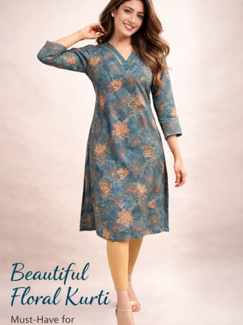 Chanderi Silk Kurta_Peacock green