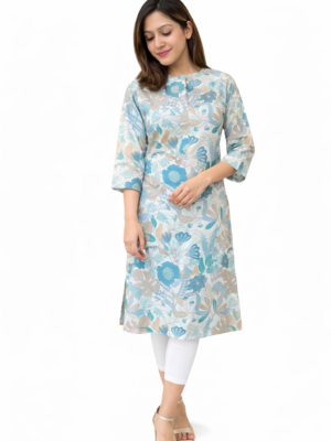 Light Cyan_Chanderi Silk Kurta for Women