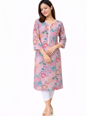 Lavender_Chanderi Silk floral Kurta