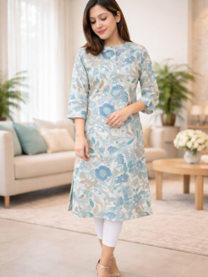 Pastel Blue Floral Kurta