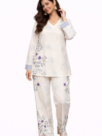 Co Ord - Long Sleeves Turkish -Mandarin Neck Floral Print
